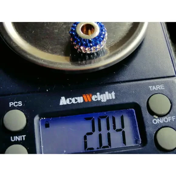 Bead Spacer Blue White Simulated Cubic Zirconia Vintage Sterling Silver 925 - Picture 6 of 10